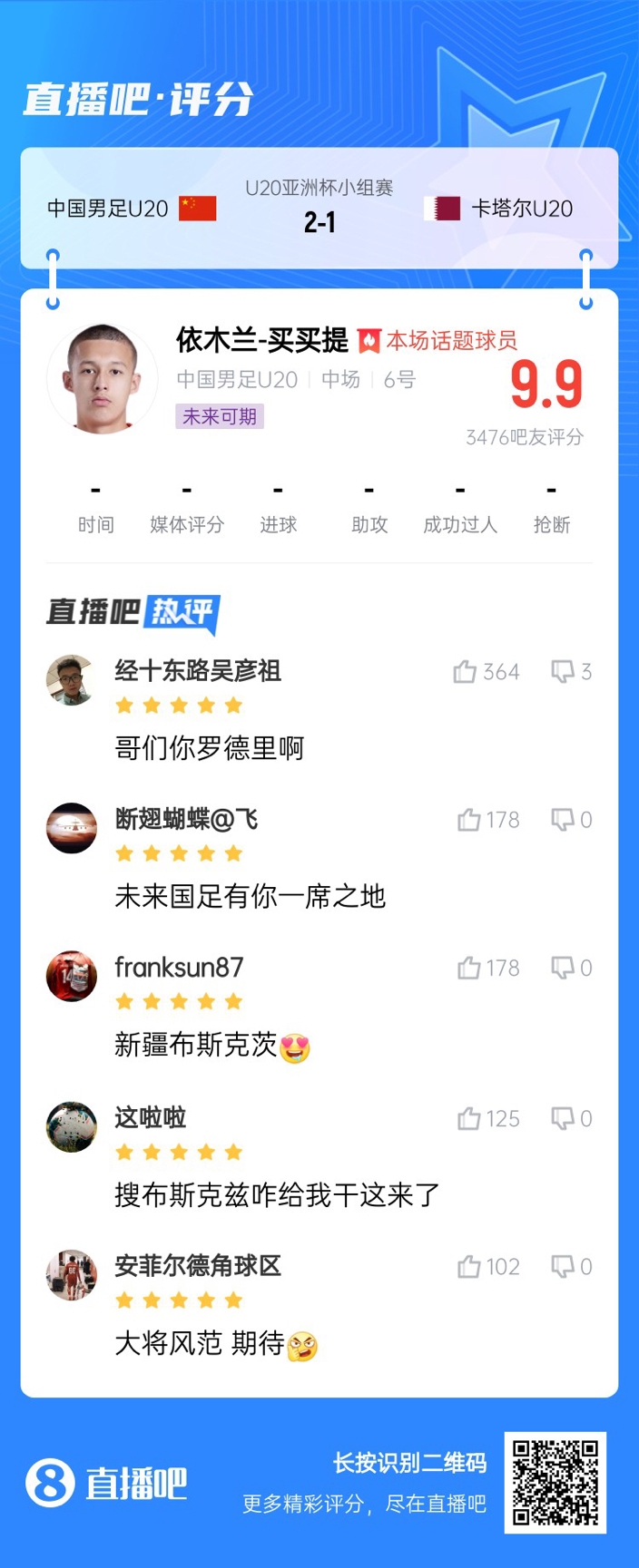  依木蘭+陳澤仕泰山中場連線！19歲依木蘭獲封：新疆布斯克茨！