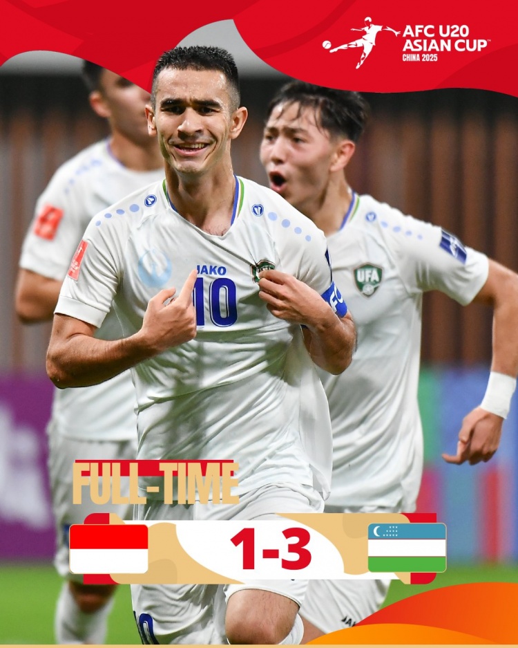  烏茲別克斯坦U20隊3-1印尼U20隊兩連勝晉級8強，印尼U20隊出局
